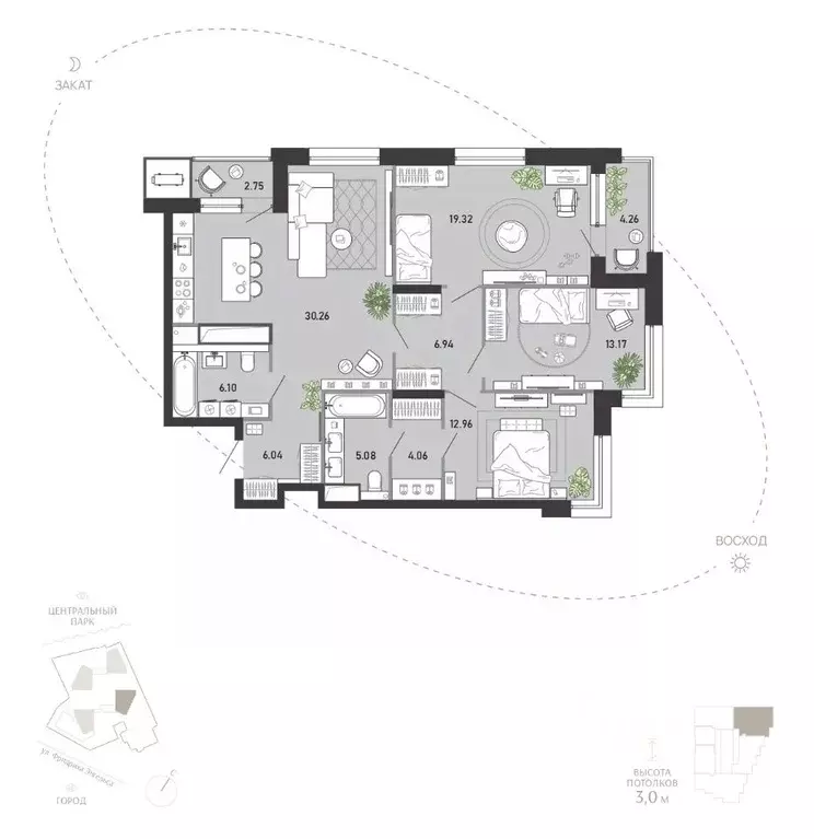3-к кв. Тульская область, Тула Премьер Парк жилой комплекс (110.94 м) - Фото 1
