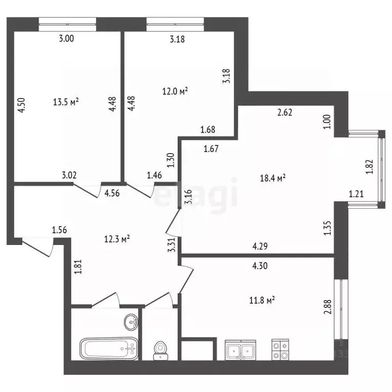 3-к кв. Санкт-Петербург Рыбацкий просп., 18к2 (72.1 м) - Фото 2