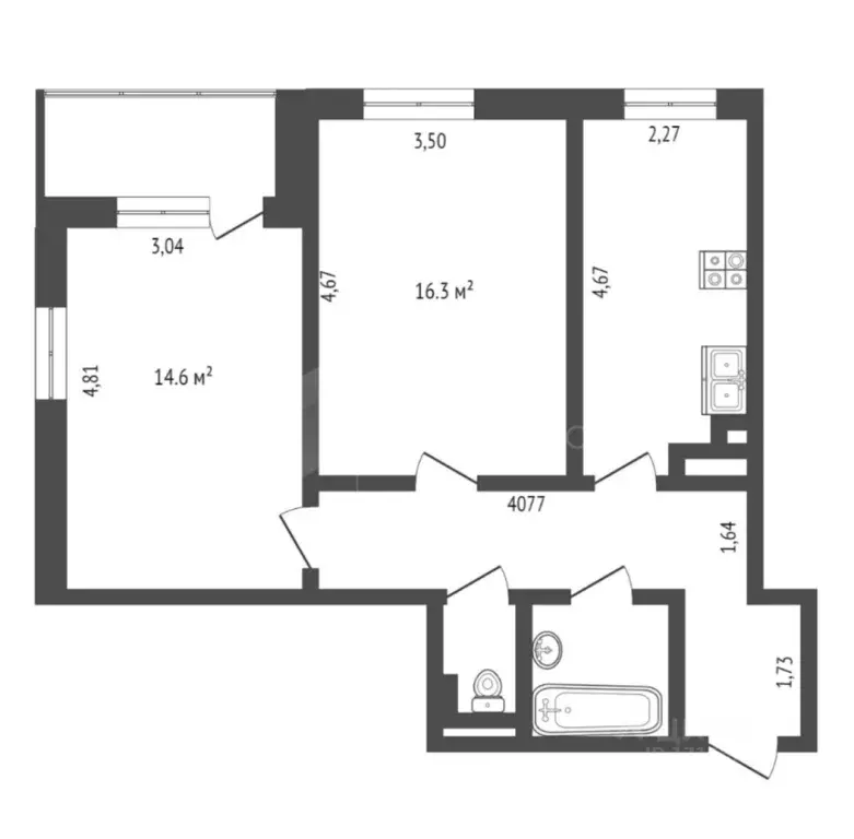 2-к кв. Тюменская область, Тюмень ул. Раушана Абдуллина, 6 (56.7 м) - Фото 2