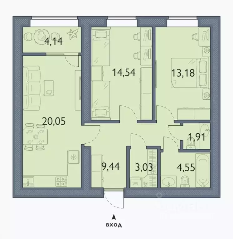 2-к кв. Брянская область, Брянский район, пос. Мичуринский, ... - Фото 1