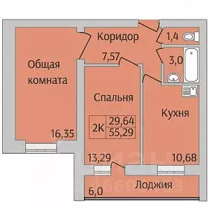 2-к кв. Новосибирская область, Новосибирск ул. Юности, 9 (55.29 м) - Фото 1