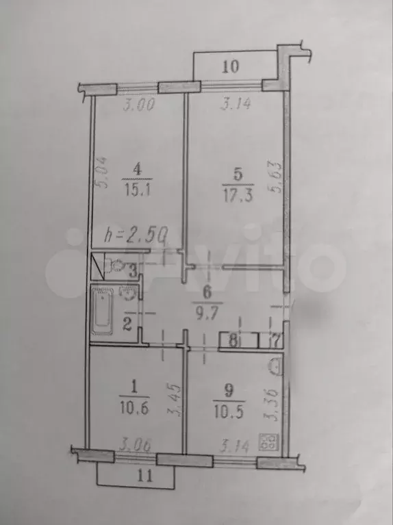 3-к. квартира, 67,9 м, 4/5 эт. - Фото 0