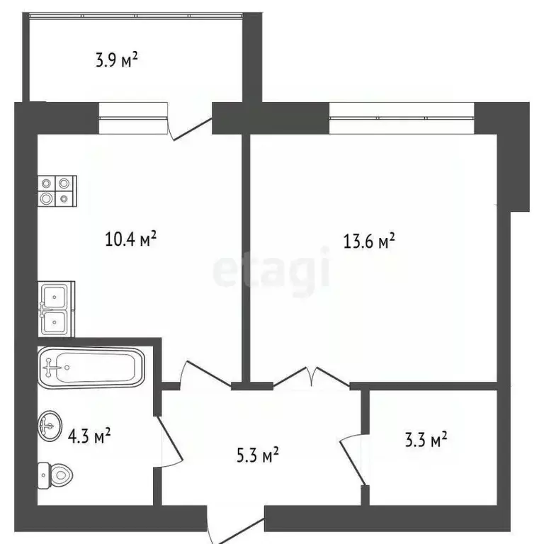 1-к кв. Тюменская область, Тюмень ул. 50 лет Октября, 75к4 (37.2 м) - Фото 1