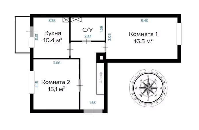 2-к кв. Москва Фрунзенская наб., 48 (59.6 м) - Фото 2