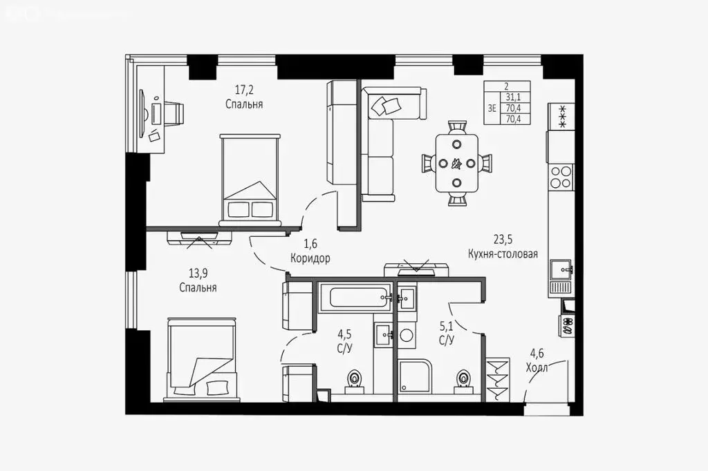 2-комнатная квартира: Москва, Севастопольский проспект, 22А (72 м) - Фото 0