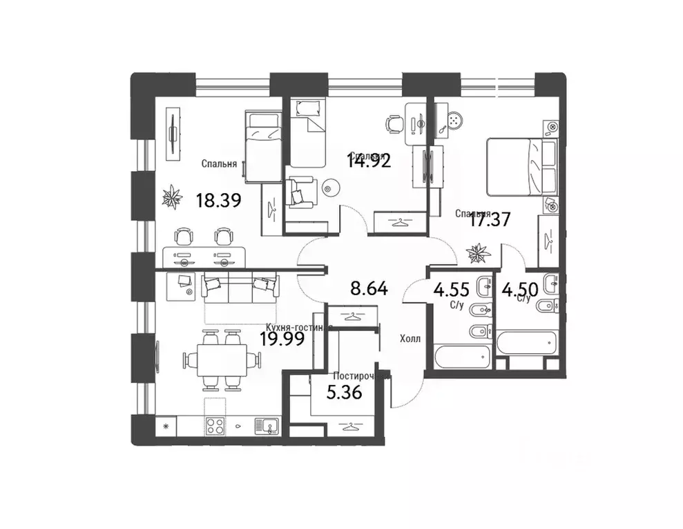 4-к кв. Москва ул. Годовикова, 11к4 (93.72 м) - Фото 1