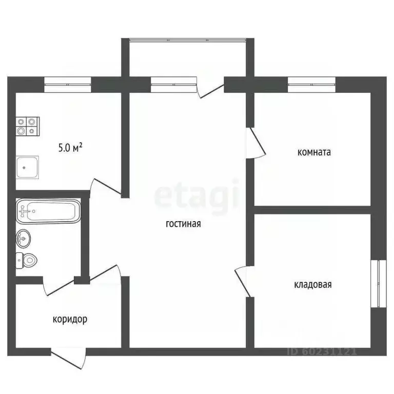 2-к кв. Пермский край, Добрянка ул. Копылова, 57 (43.6 м) - Фото 2