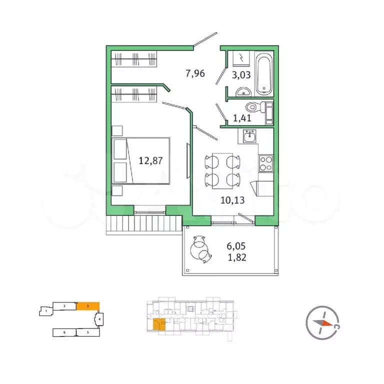 1-к. квартира, 35,9 м, 5/5 эт. - Фото 0