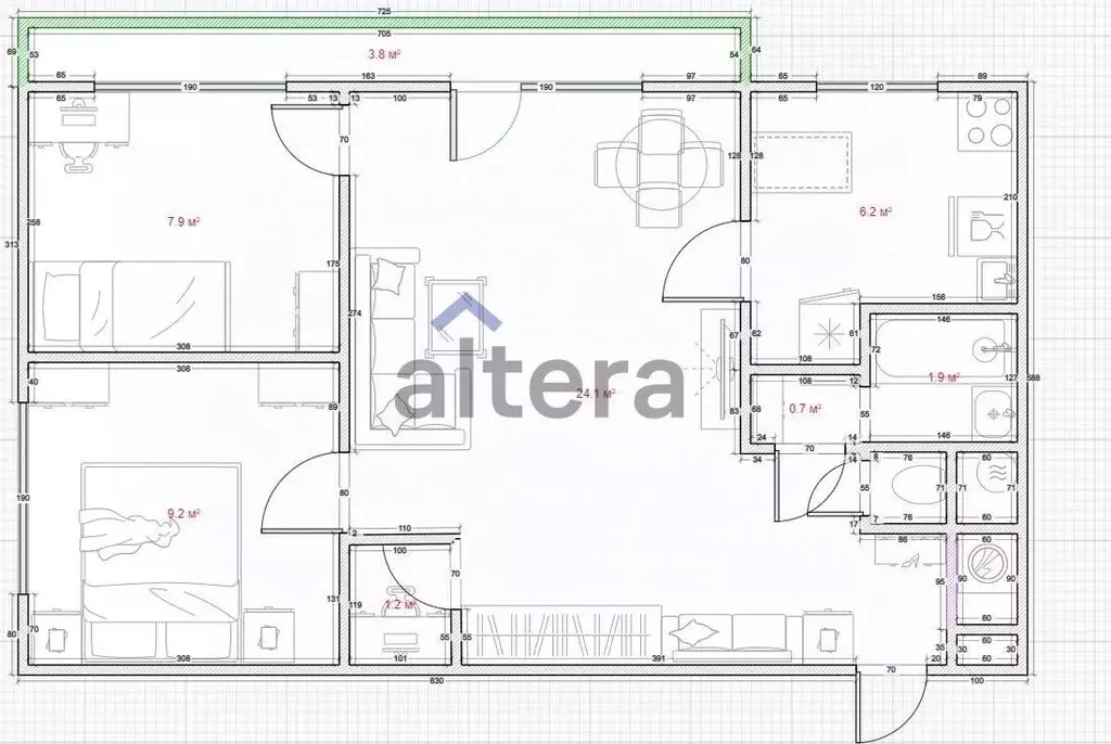 3-к кв. Татарстан, Казань ул. Дементьева, 3А (53.4 м) - Фото 1