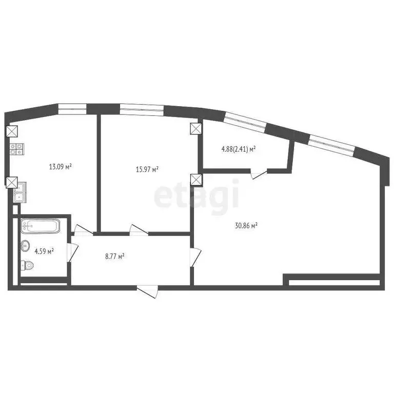 3-комнатная квартира: Тюмень, Профсоюзная улица, 56 (93.3 м) - Фото 1