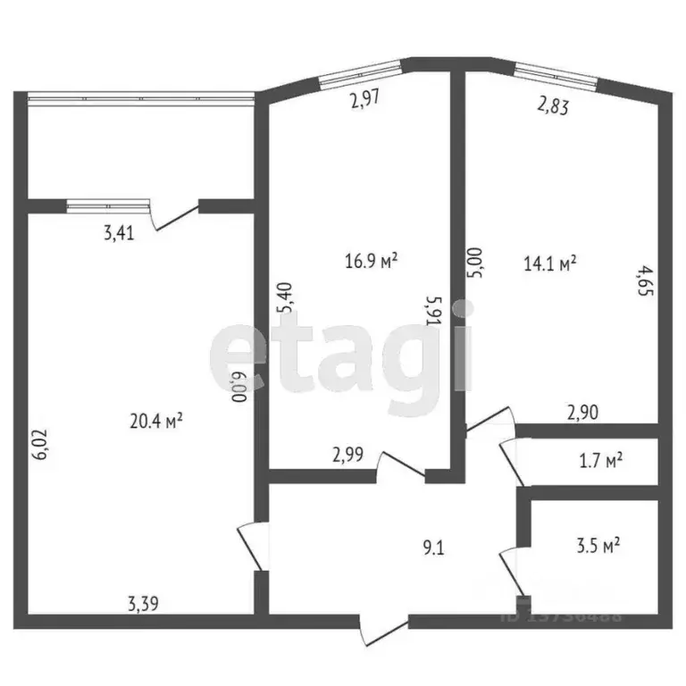 2-к кв. Амурская область, Благовещенск Комсомольская ул., 49 (68.0 м) - Фото 1