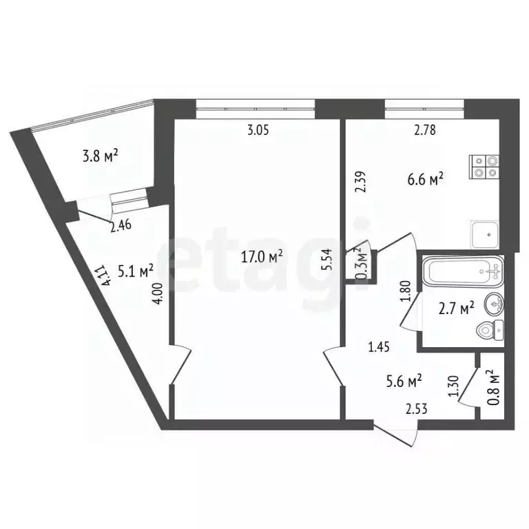 2-к кв. Самарская область, Самара ул. Стара-Загора, 249 (38.1 м) - Фото 2