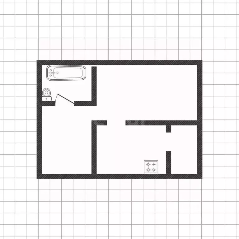 Студия Белгородская область, Белгород ул. Семейная, 23 (26.8 м) - Фото 2