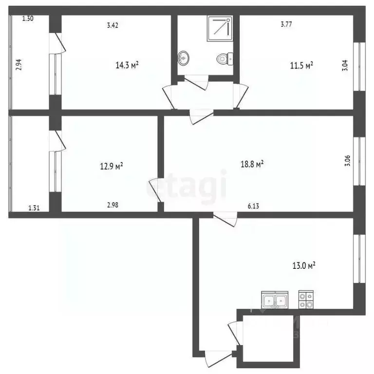 4-к кв. Ханты-Мансийский АО, Когалым Ленинградская ул., 31 (81.3 м) - Фото 1