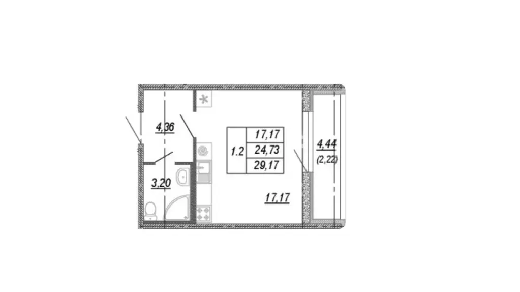 Продаётся квартира-студия, 26.95 м - Фото 1