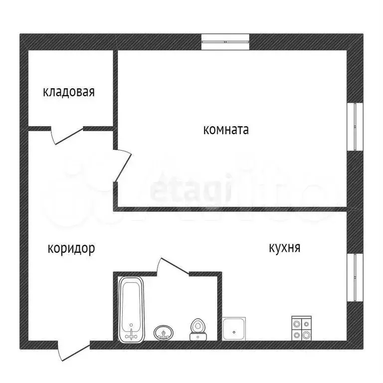 1-к. квартира, 37,5 м, 1/3 эт. - Фото 0