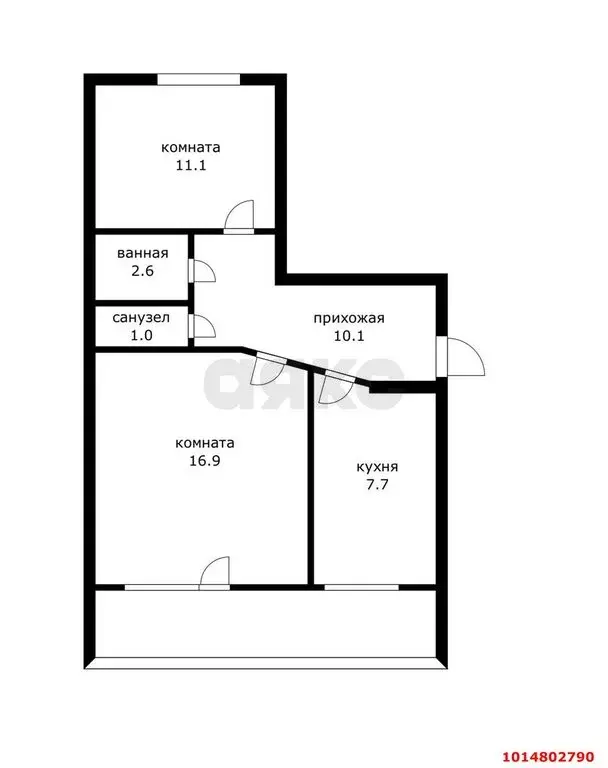 2-комнатная квартира: посёлок Берёзовый, посёлок Прогресс, 37 (50 м) - Фото 1