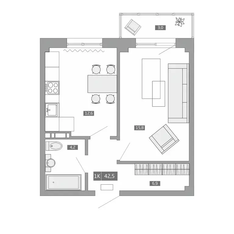 Квартира-студия: Артём, улица Острякова, 41 (41 м) - Фото 1