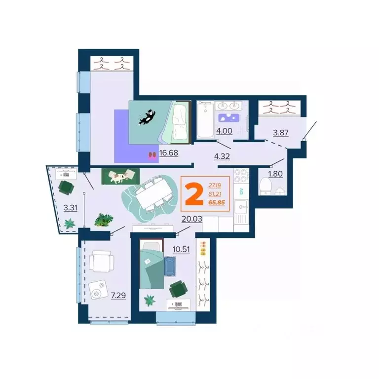 2-к кв. Брянская область, Брянск Московский мкр, Микрорайон Акватория ... - Фото 1