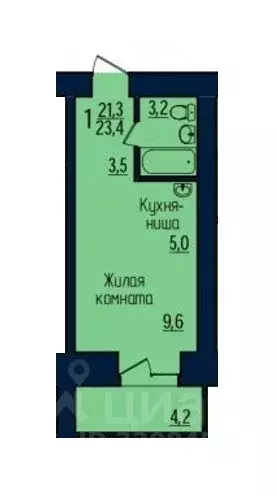 Студия Амурская область, Благовещенск Северная ул., 103 (23.4 м) - Фото 0