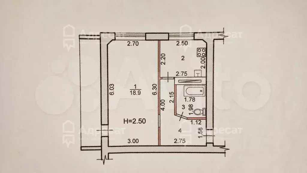 1-к. квартира, 34,4 м, 3/9 эт. - Фото 0