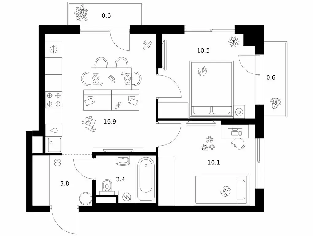 2-комнатная квартира: Москва, микрорайон Очаково (45.9 м) - Фото 0