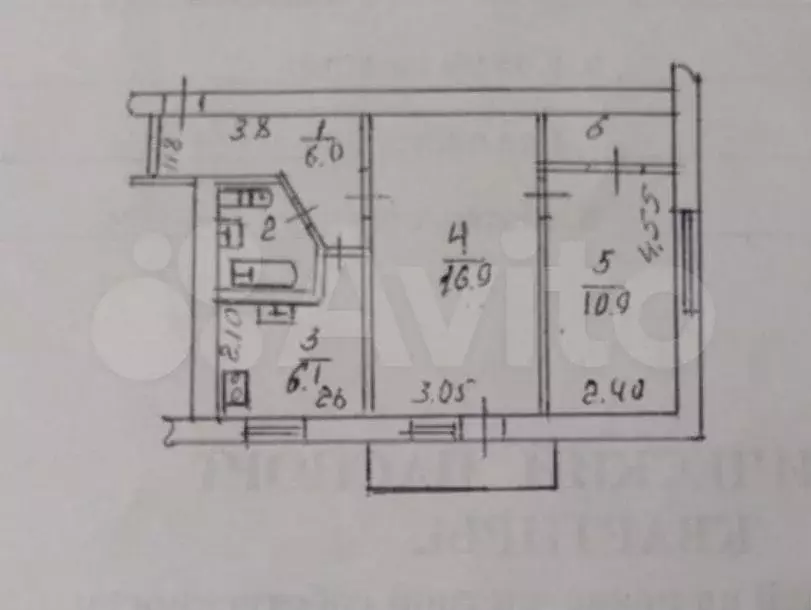 2-к. квартира, 46 м, 4/5 эт. - Фото 0