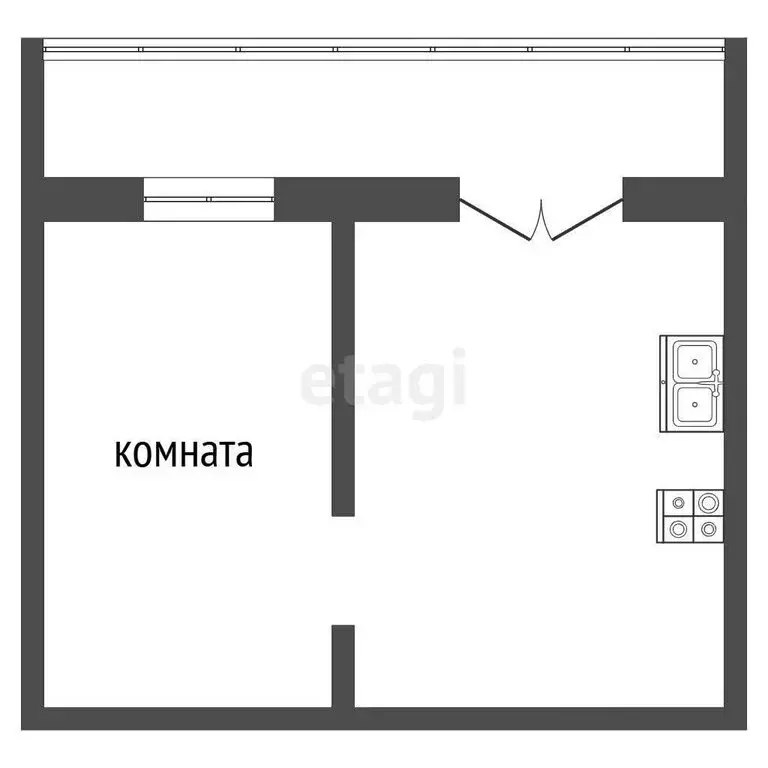 1к в -комнатной квартире (20 м) - Фото 1