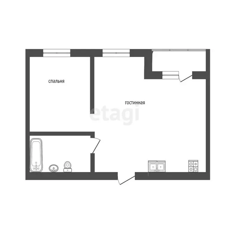 1-комнатная квартира: Тюмень, Харьковская улица, 68 (53 м) - Фото 0