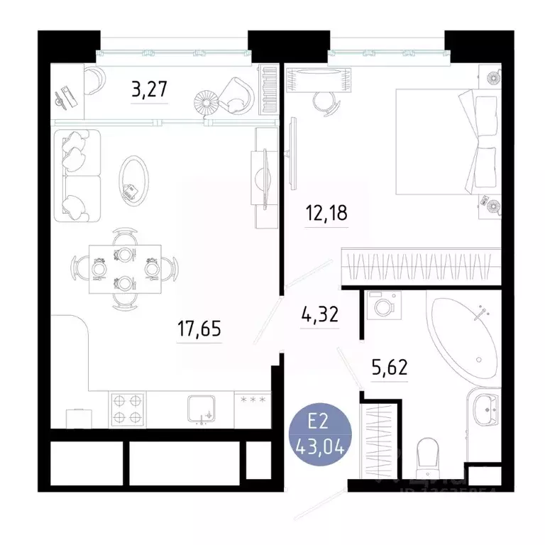 1-к кв. Рязанская область, Рязань ул. Ленинского Комсомола (43.04 м) - Фото 1