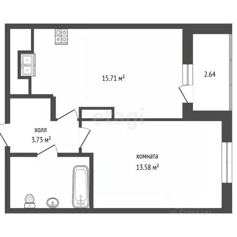 1-к кв. Ростовская область, Батайск ул. Ушинского, 27Ак2 (39.0 м) - Фото 2