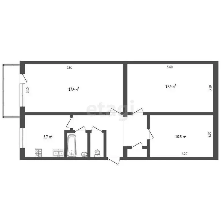 3-комнатная квартира: Нальчик, Ингушская улица, 19 (47.3 м) - Фото 1