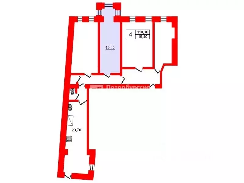 Комната Санкт-Петербург Зверинская ул., 36 (19.4 м) - Фото 1