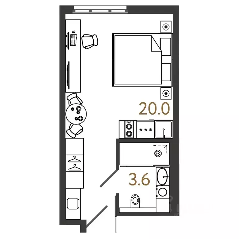 Студия Санкт-Петербург Ташкентская ул., 6к2 (23.6 м) - Фото 0