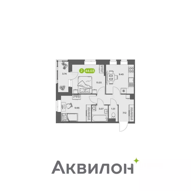 2-к кв. Архангельская область, Архангельск АКвартал жилой комплекс ... - Фото 0