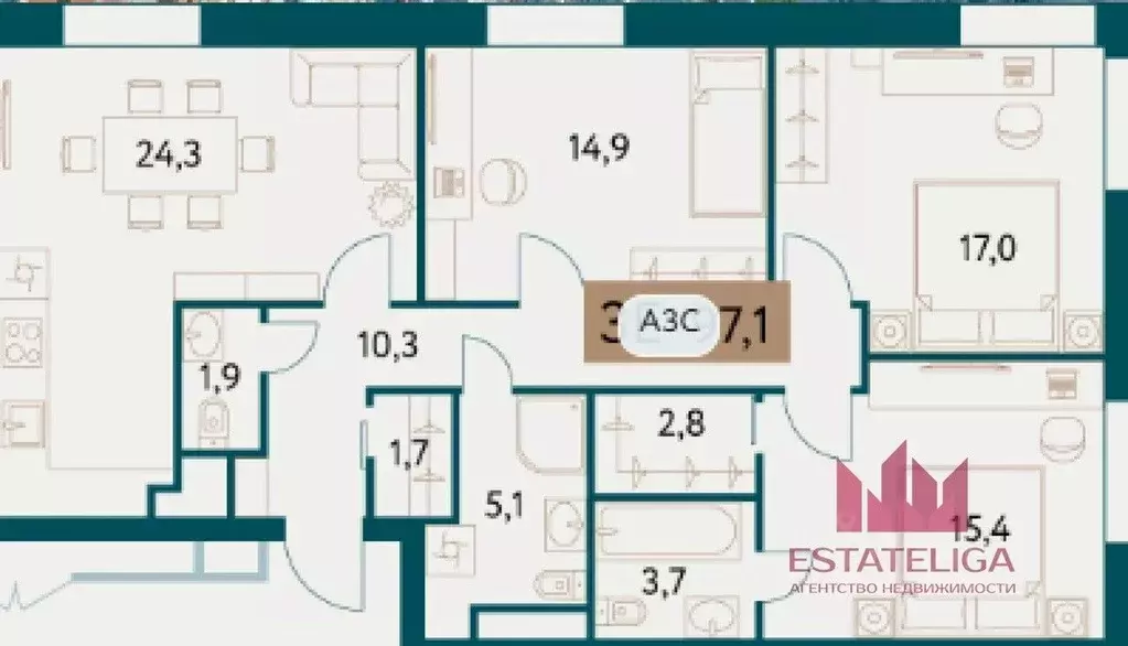 3-к кв. Москва Винницкая ул., 8к4 (97.1 м) - Фото 1