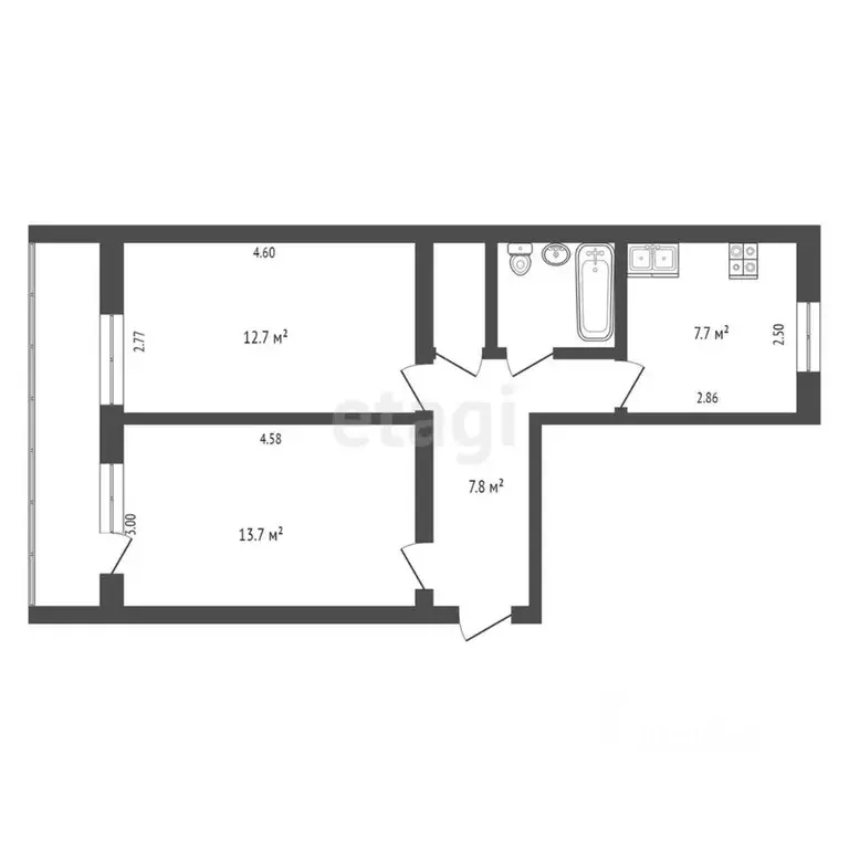 2-к кв. Крым, Армянск ул. Симферопольская (47.9 м) - Фото 1