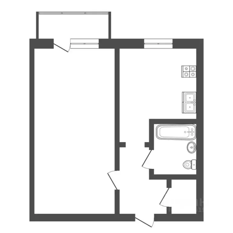 1-к кв. Тюменская область, Тюмень Ялуторовская ул., 23 (31.9 м) - Фото 2
