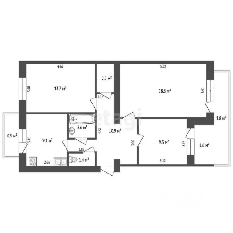 3-к кв. Крым, Саки ул. Советская (66.1 м) - Фото 1