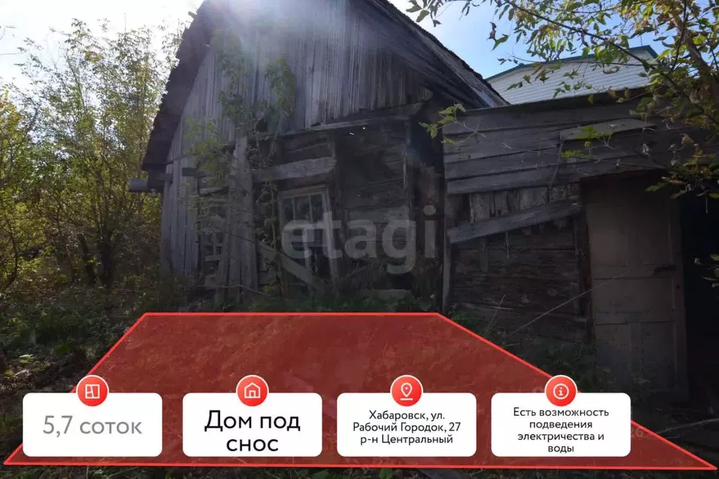 Участок в Хабаровский край, Хабаровск ул. Рабочий городок, 27 (5.7 ... - Фото 1