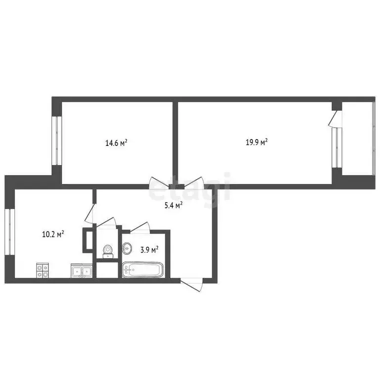 2-комнатная квартира: Тольятти, улица Мира, 102 (55 м) - Фото 1