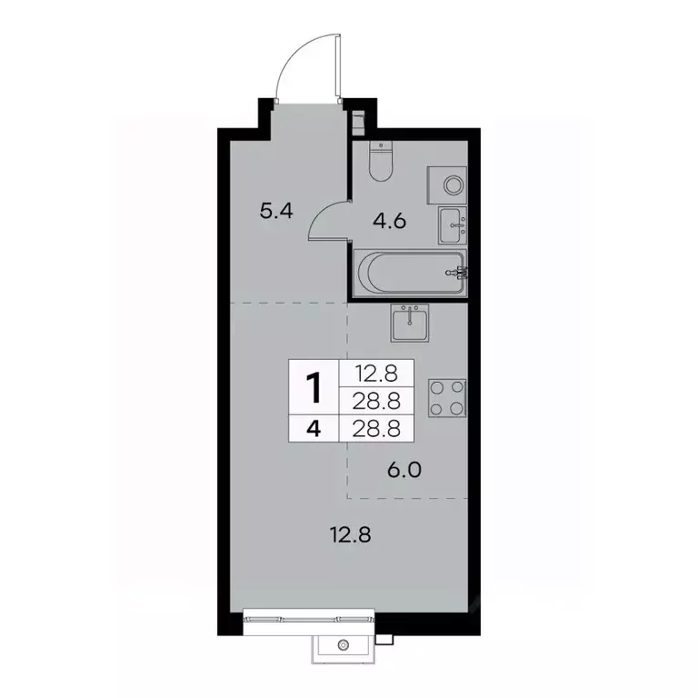 1-к кв. Москва Куркинское ш., 15С3 (28.8 м) - Фото 0