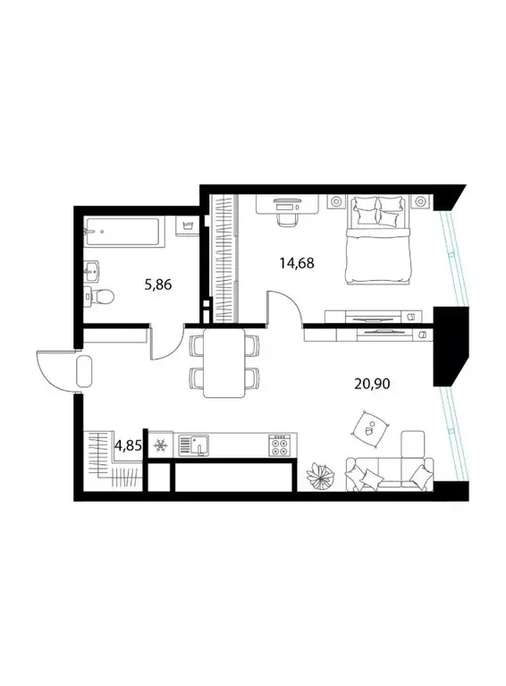 1-к кв. Рязанская область, Рязань пер. 1-й Осенний, 15 (46.29 м) - Фото 1