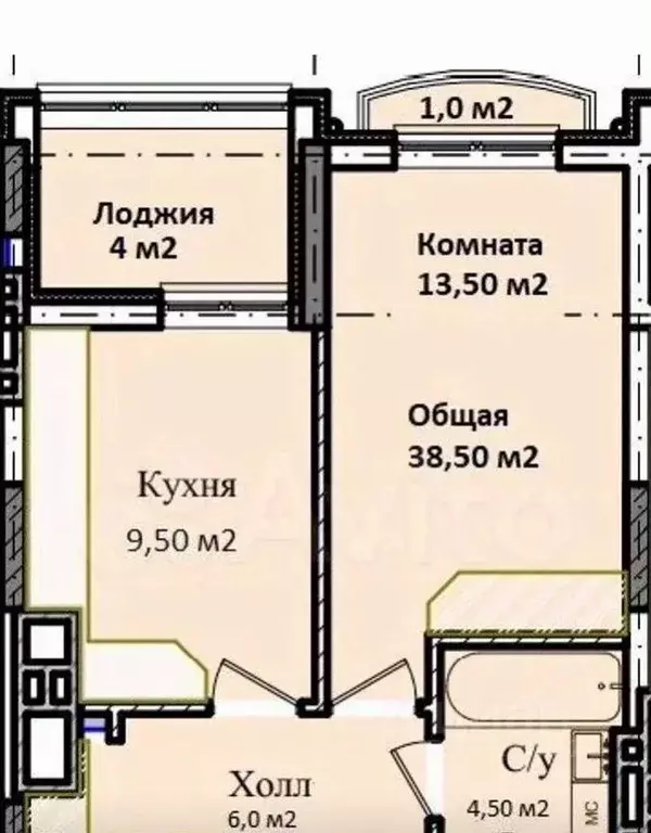 1-к кв. Калининградская область, Гурьевский муниципальный округ, пос. ... - Фото 2