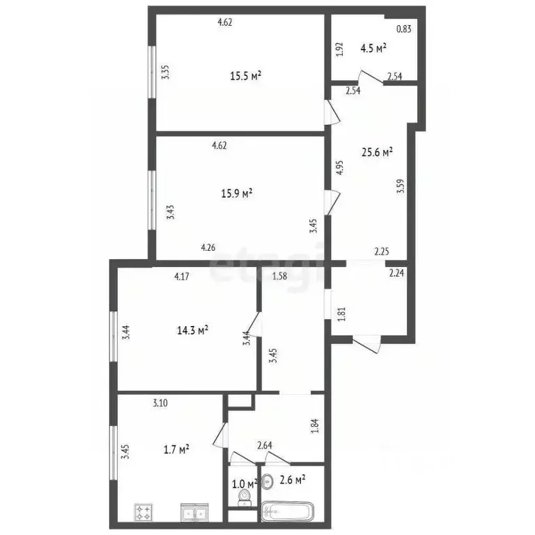 3-к кв. Санкт-Петербург ул. Маршала Захарова, 12к2 (90.1 м) - Фото 2