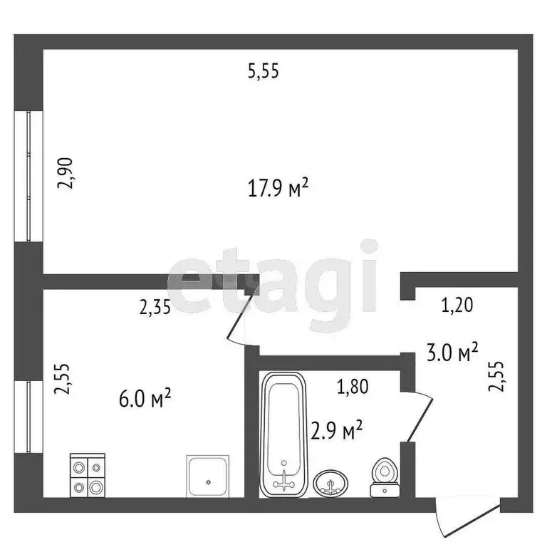 1-комнатная квартира: Ялуторовск, улица Свободы, 247 (30.4 м) - Фото 0