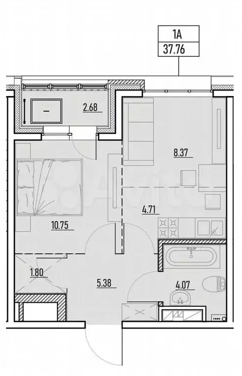 1-к. квартира, 37,8 м, 10/13 эт. - Фото 0