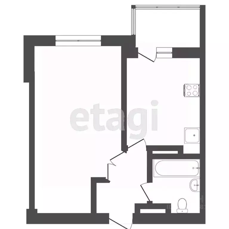 2-к кв. Ростовская область, Ростов-на-Дону Магнитогорская ул., 1 (38.3 ... - Фото 1