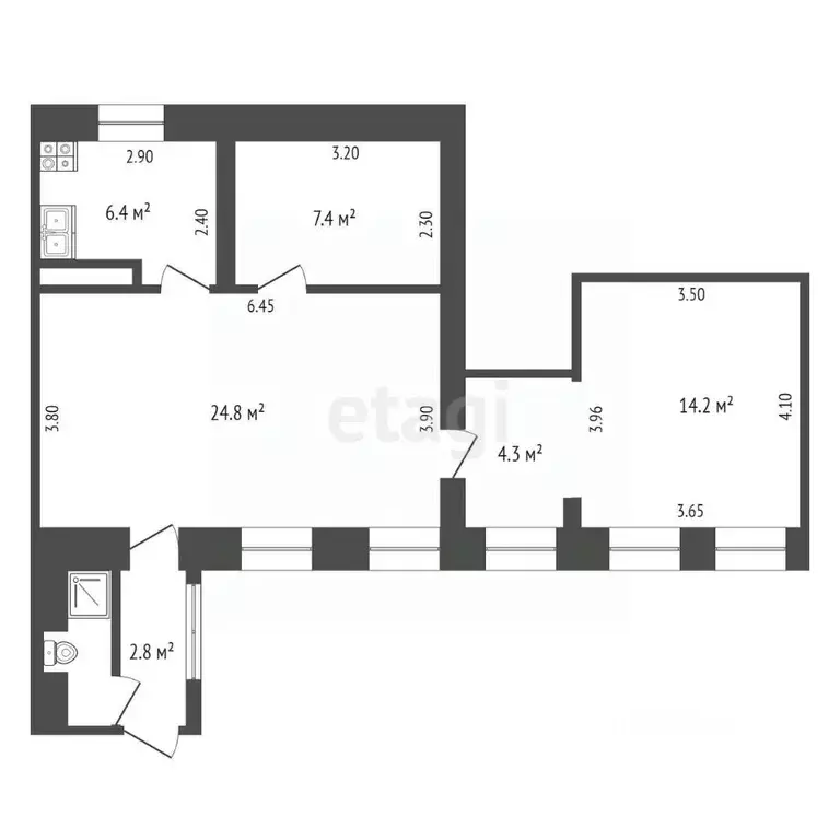3-к кв. Крым, Симферополь ул. Казанская (67.0 м) - Фото 2