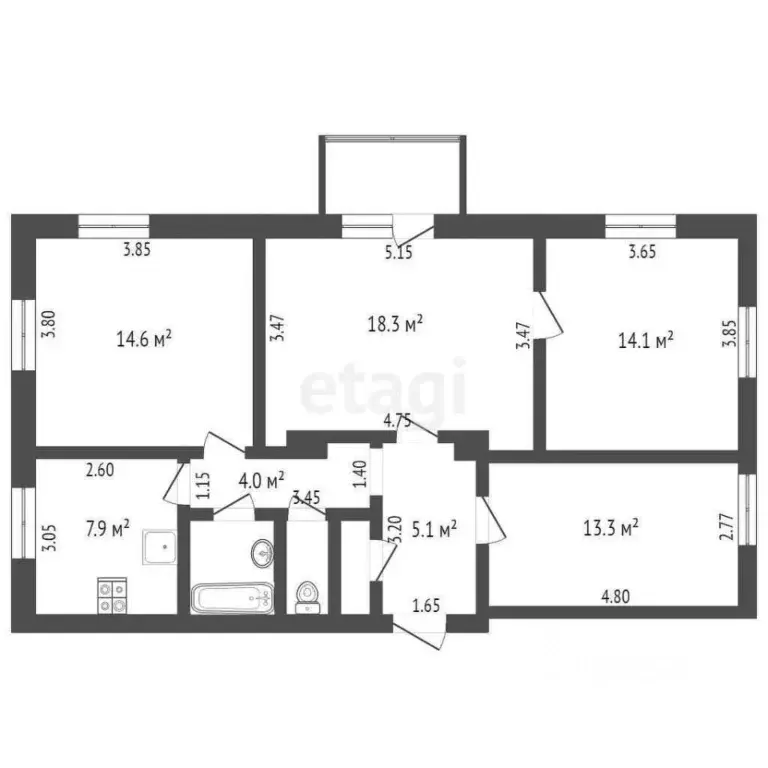 4-к кв. Орловская область, Орел Московская ул., 78 (82.7 м) - Фото 1